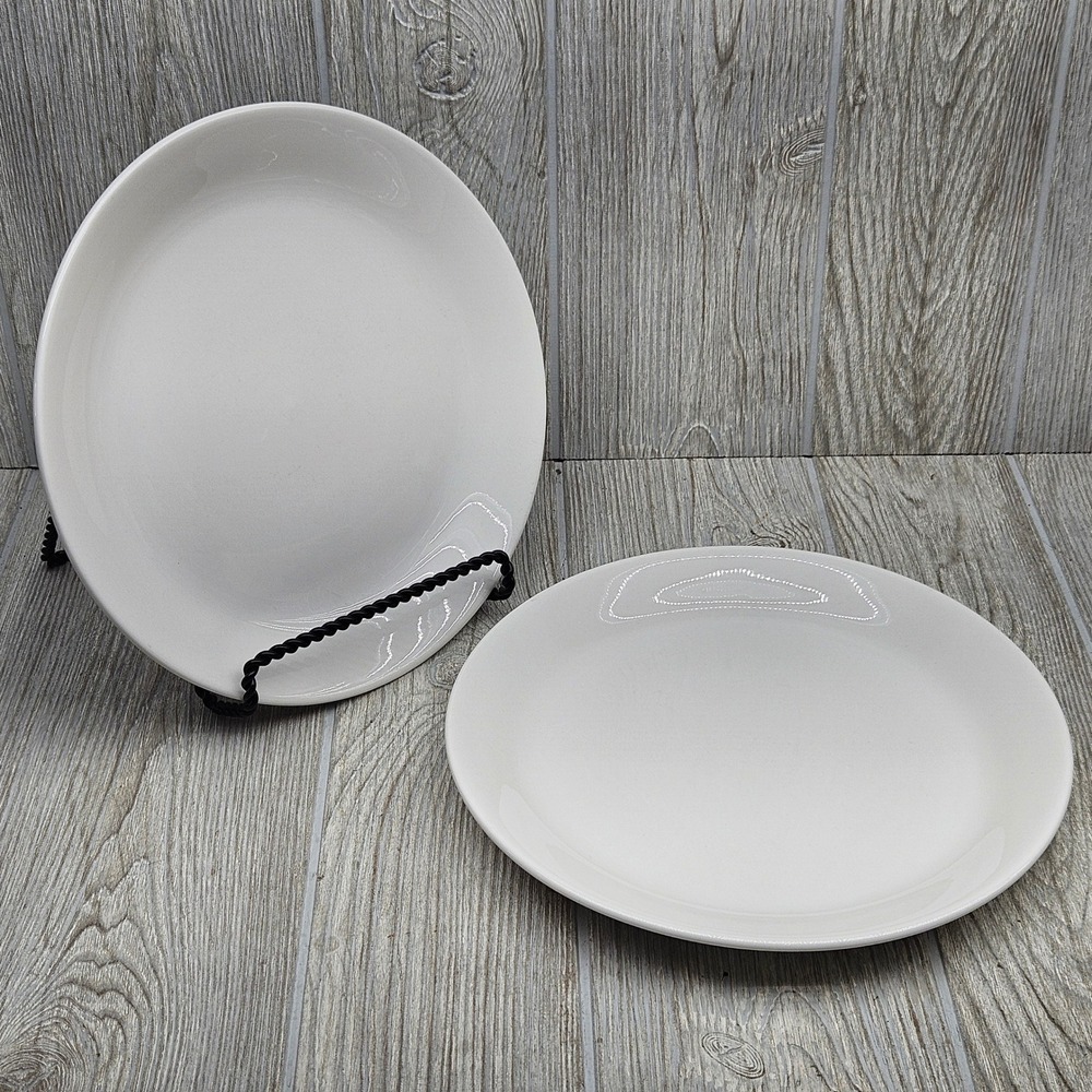 Syracuse China Syralite White Dinner Plates Set of 2 Round USA Restaurant Ware